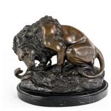 "Lion and Serpent" Bronze Sculpture