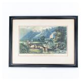 Currier & Ives "Rocky Mountains" Print Framed