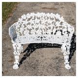 White Cast Metal Curved Garden Bench
