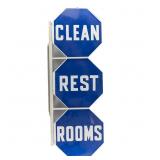 Vintage "Rest Rooms" DS Porcelain Flange Sign