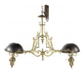 Large Brass 2 Arm Bar / Pool Table Light Fixture