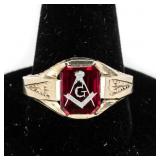 14k White Gold Masonic Blue Lodge Signet Ring