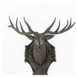 Carved Wood Black Forest Stag Head