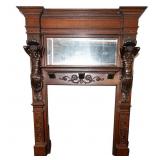 Victorian Oak Carved Atlantes Fireplace Mantle