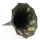 Ten Panel Floral Hand-Painted Morning Glory Horn
