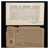 Pair of Antique Edison Patent Notices