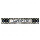 Large Vintage Leaded Glass GRAMOPHONE Sign
