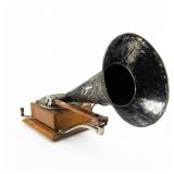 Berliner Lever Wind Disc Phonograph w/Horn