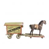 Mohair Horse Pull Toy & Furniture Movers Wagon