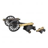 Trio of Brass Barrel Toy Cannons