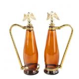(2) Vintage Italian Amber Glass Ewers/Decanters