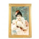 Victorian "Elegant with a Fan" Framed Portrait