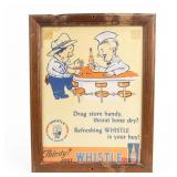 Framed 1941 Whistle Soda Cardstock Advertisment