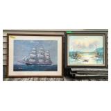 2-Pictures (Ship & Light House) 29'X25' & 38'X30'