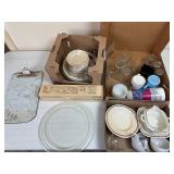 3-Boxes of Dishes & Slik  Tri Pod