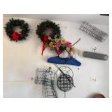 Contents on wall wire fencing, wreath and more