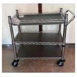 3 shelf rolling metal cart 34+18+32