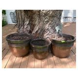 3 Large Plastic Flower Pots