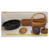 Enamel Roasting Pan and Basket