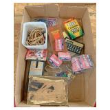 Rubber bands paper clips chalk in more
