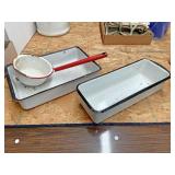 Enamelware ladle and pans