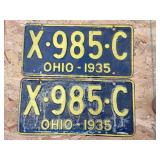 Pair of 1935 Ohio license plates