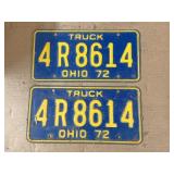 Pair of 1972 Ohio truck license plates
