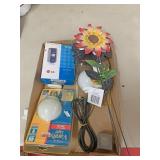 Lightbulbs phone and metal flower Decour