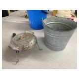 Galvanized bucket and homemade heating plate