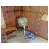 Rolling chair oscillating fan lamp and nightstand