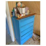 Five drawer dresser to include large lot of
