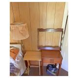 End table serving tray lamp and gun rack