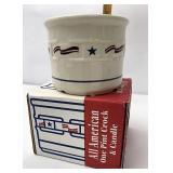 NIB All American 1 pint crock and candle