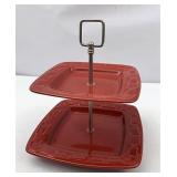 Longaberger Tomato 2 tier serving