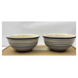 NIB cabana blue stripe set of two small bowls