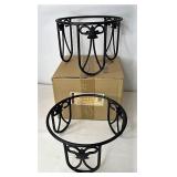 NIB Set of two wrought iron plate stands