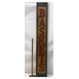 Large wooden basket sign
