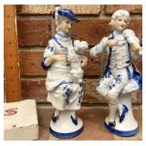 Victorian Man and woman figurine bow to violin is