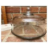 Covered glass cake plate