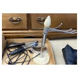 Hand towel holder mirror curling irons