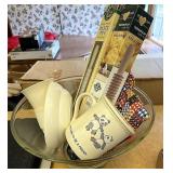 Punch bowl with Tupperware and more
