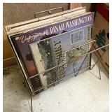 Vinyl records and record stand