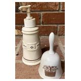 Longaberger Red Soap dispenser and Bell