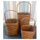 Set of three Longaberger  Peg Baskets