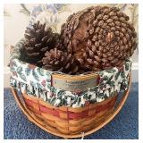 Longaberger Snowflake liner protector & pinecones