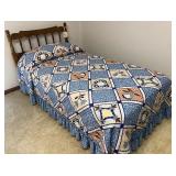 Twin bed with linens