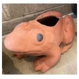 Large terra-cotta frog planter
