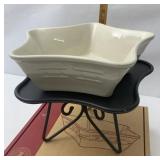 NIB USA Ivory star dish with wrought iron stand