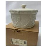 NIB Ivory Woven drum crock