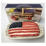 Miniature baking dish with flag cake